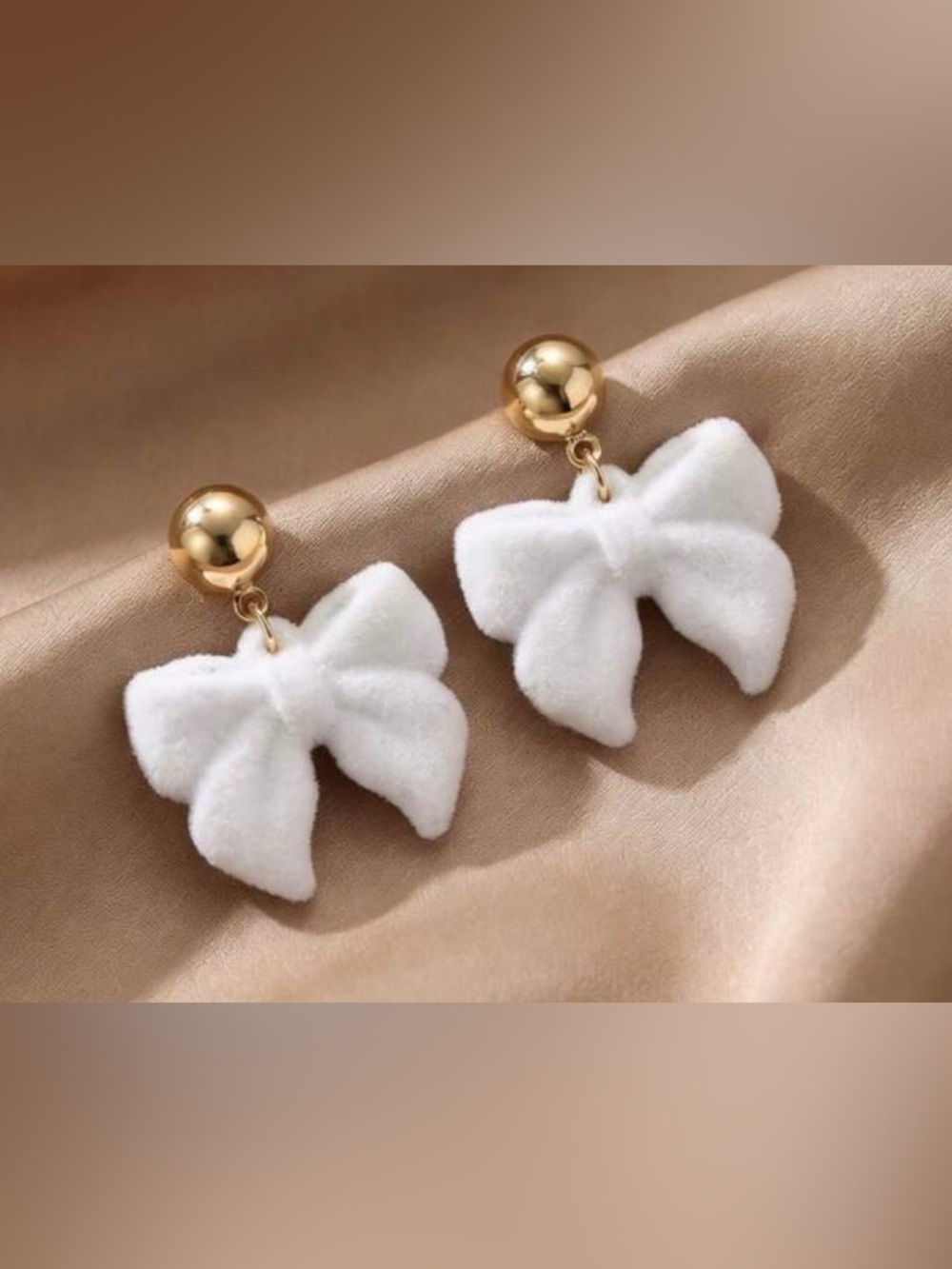 White Bow Drop Earrings